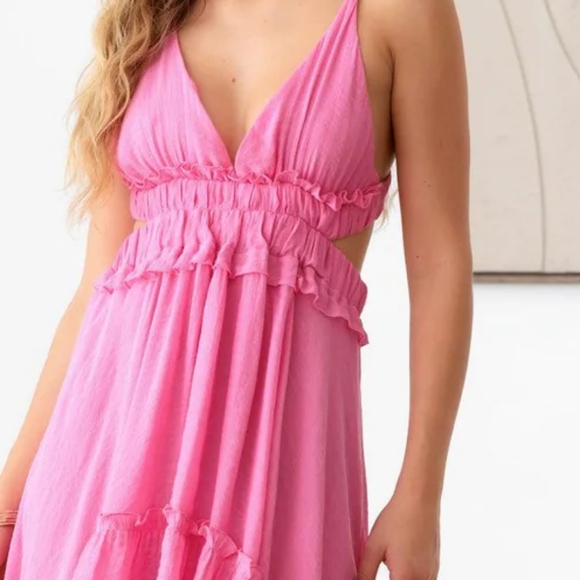 Ruffled open back cut out tiered flair dress - Picture 11 of 13